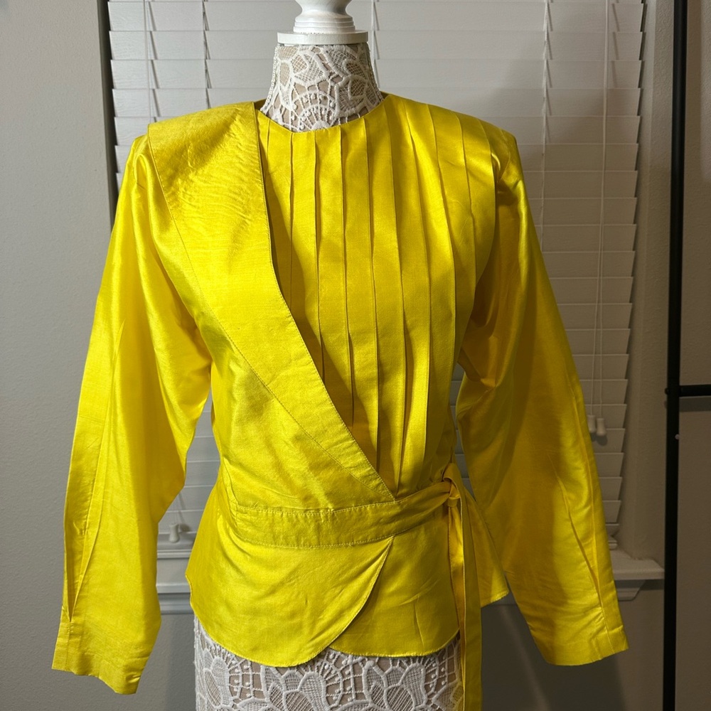 Vintage Yellow Wrap Top